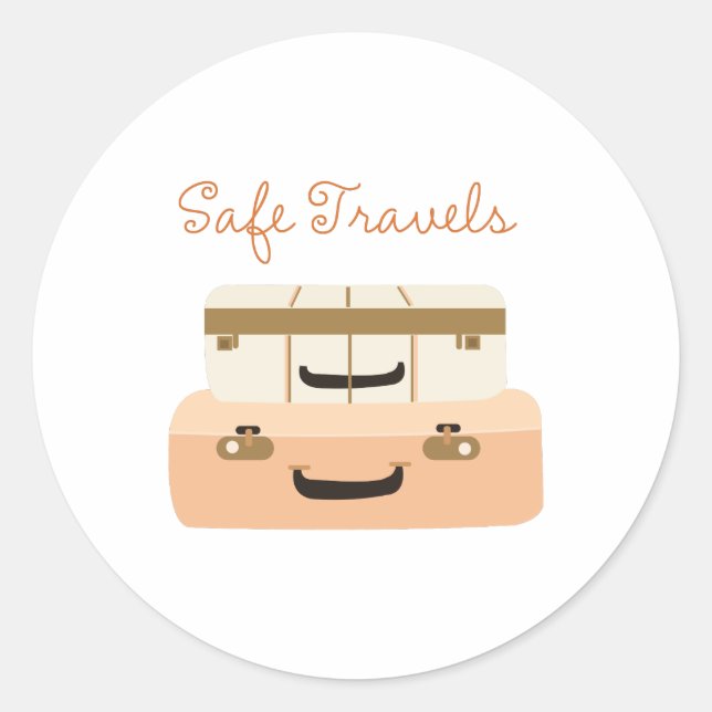 Safe Travels Classic Round Sticker (Front)