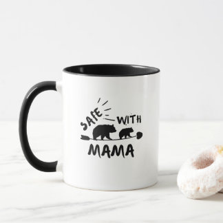 Safe With Mama Bear Silhouette Art Mug