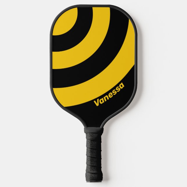 Safety Bee Nostalgic Circle Stripe with Name Pickleball Paddle (Front)