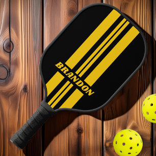 Safety Bee Nostalgic Rally Stripes with Name Pickleball Paddle