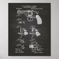 Safety Catch Firearms 1893 Patent Art Chalkboard