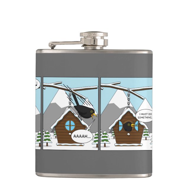 Safety First Comic Hip Flask (Front)