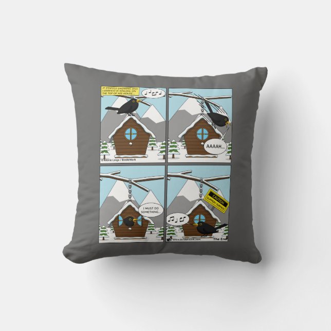 Safety First Comic Throw Pillow (Front)