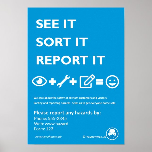 Safety Hazard Reporting Poster (editable) (Front)