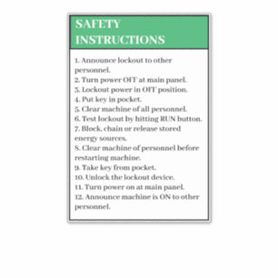 Safety Instructions Suggested Lockout Label