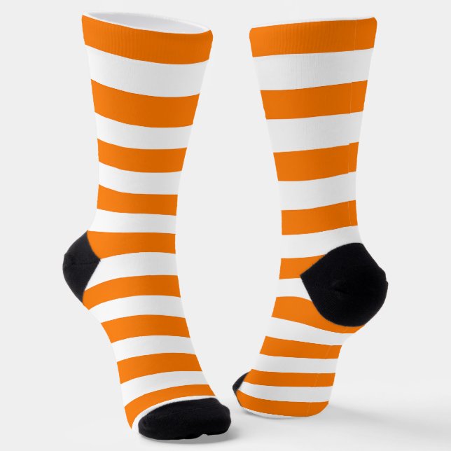 Safety Orange and White Stripes Socks (Angled)