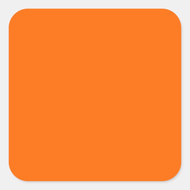 Safety Orange Designer Single Colour Square Sticker (Front)