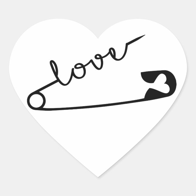 Safety Pin LOVE Heart Sticker (Front)