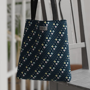 Safety Pin Pattern Blue Tote Bag