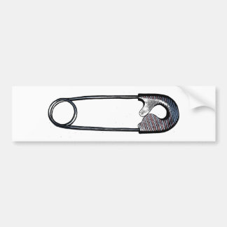Safety Pin Woodcut Red, White and Blue Bumper Sticker