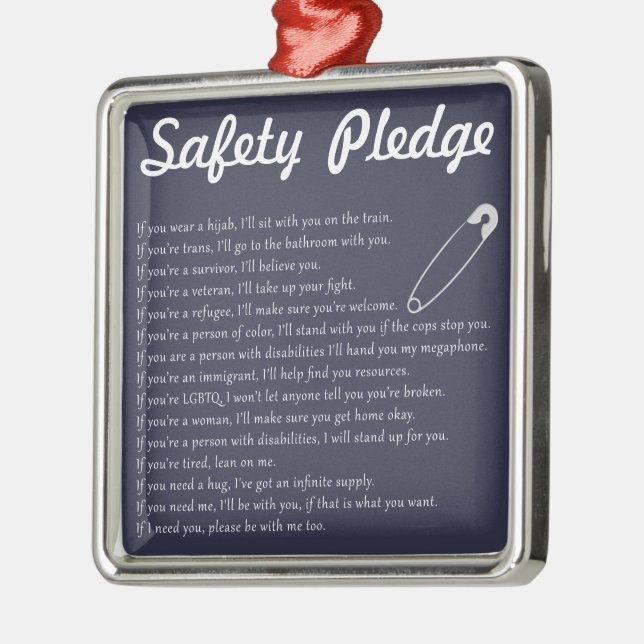 Safety Pledge Metal Ornament (Left)
