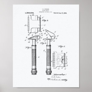 Safety Razor 1920 Patent Art - White Paper Poster