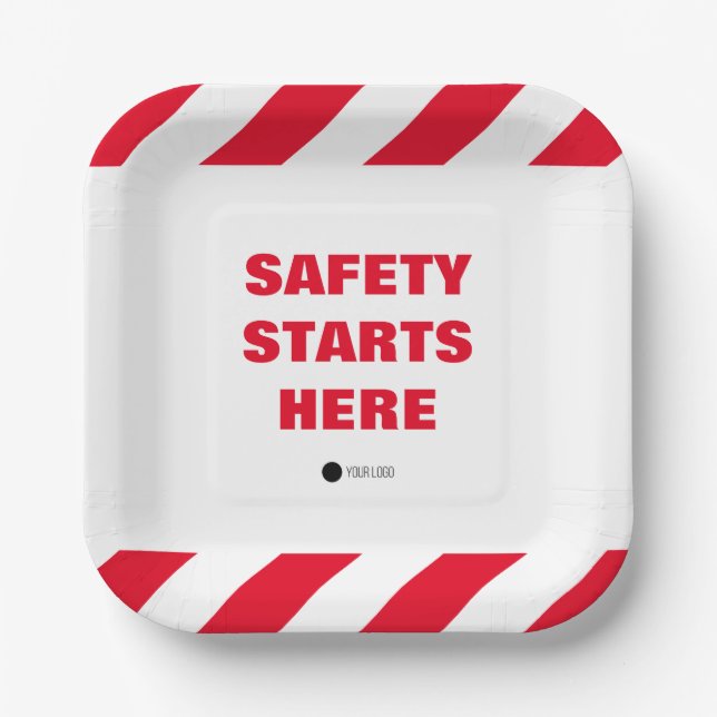 Safety Starts Here Fire Department Office Party Paper Plate (Front)