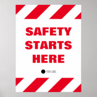 Safety Starts Here Red White Workplace Quote