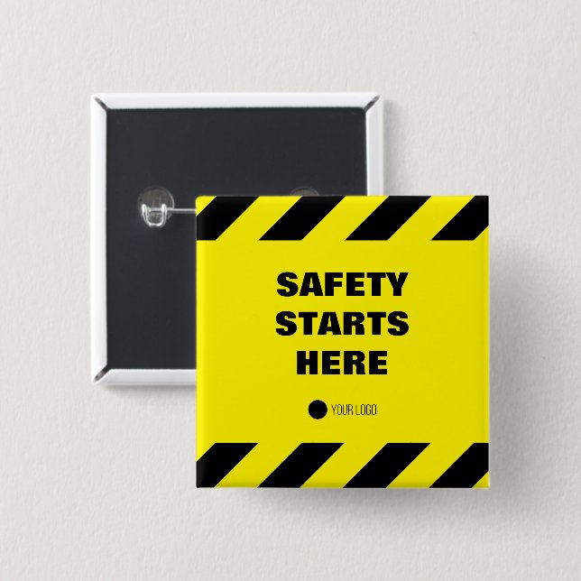 Safety Starts Here Safety Business 2 Inch Square Button (Front & Back)