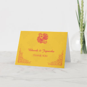 Saffron et Carte de remerciements indien Pink Peac
