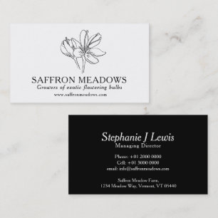 Saffron farm plant bulb suppliers business card