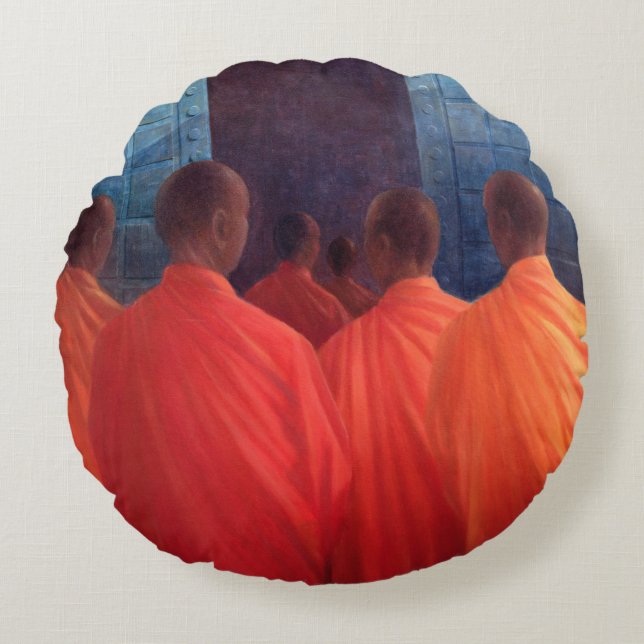 Saffron Monks Round Pillow (Front)