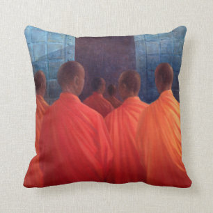 Saffron Monks Throw Pillow