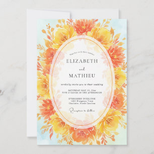 Saffron Orange Wreath Wedding Invitation