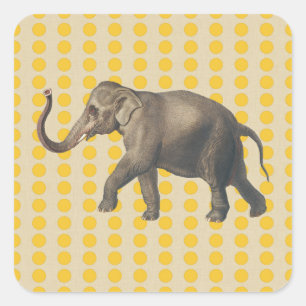 Saffron Spice Moods Dots with Elephant Square Sticker