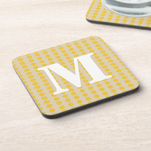 Saffron Spice Moods Dots with monogram Coaster
