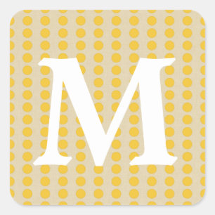 Saffron Spice Moods Dots with Monogram Initial Square Sticker