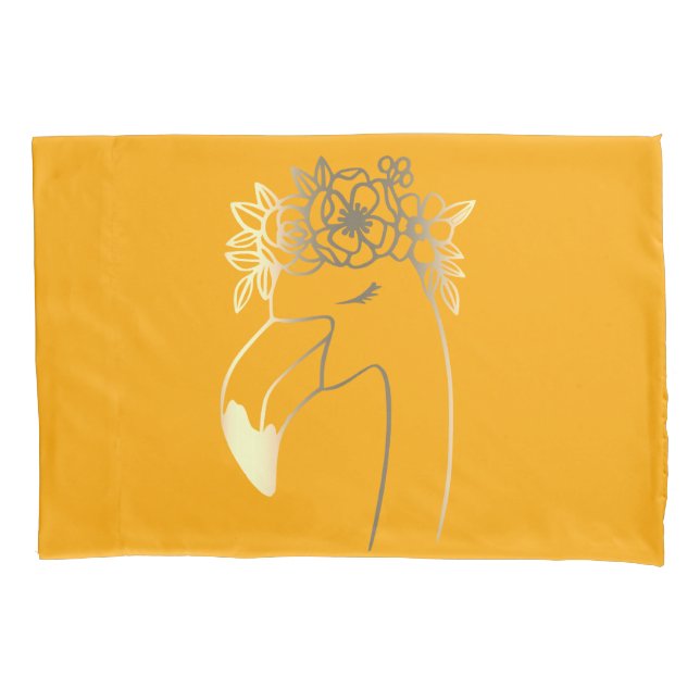Saffron Summer Watercolor Bright Flamingo Pillowcase (Front)