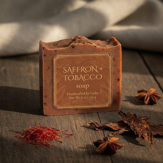 Saffron + Tabac personnalisé Étiquette de savon ar (Créateur téléchargé)