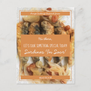 Saffron White Script Bridal Recipe Swap Postcard
