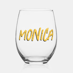 Saffron Yellow 3D Funny Modern Name Stemless Wine Glass