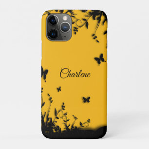 Saffron Yellow Butterfly Garden Personalized iPhone 11 Pro Case