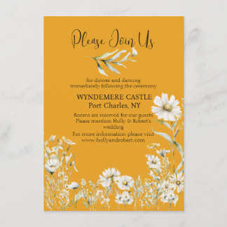 Saffron Yellow, Daisy Floral Wedding QR Code Enclosure Card