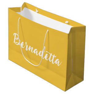 Saffron Yellow Handwritten Elegant Stylish Name Large Gift Bag