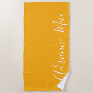 Saffron Yellow Simply Personalized Beach Towel