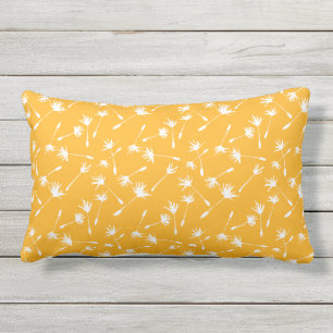 Saffron Yellow Whimsical Seeds Pattern Outdoor Lumbar Pillow