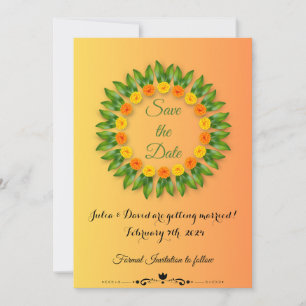 Saffron Yellow with Marigold Save The Date Card