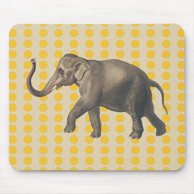 Safron Spice Moods Dots with Elephant Mouse Pad (Front)
