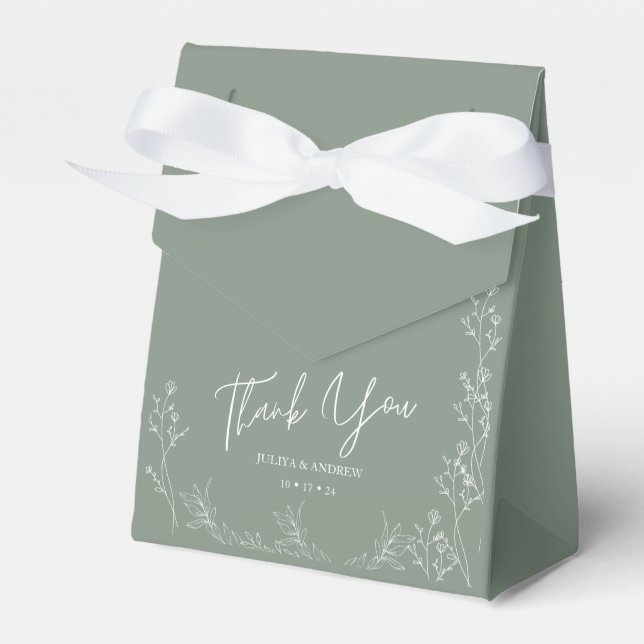 Saga green trendy wedding Favour Box (Front Side)