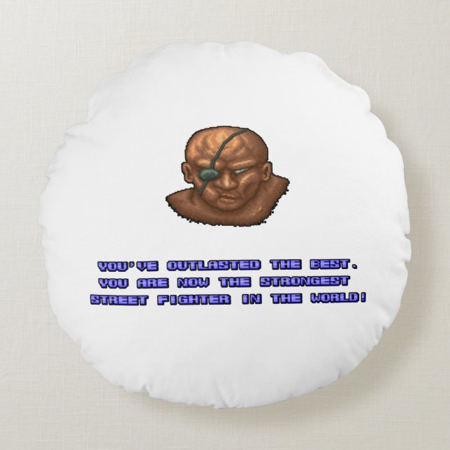 Sagat KO'ed 2 Round Pillow (Front)