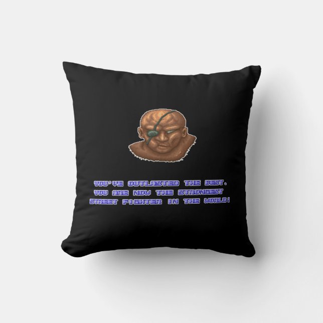 Sagat KO'ed Throw Pillow (Front)