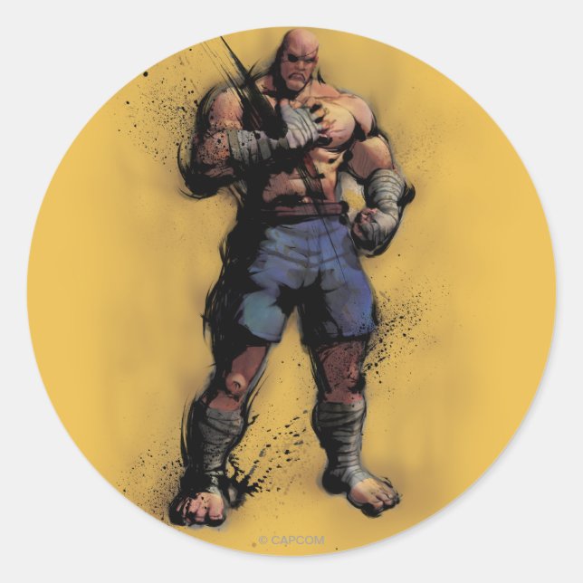 Sagat Standing Classic Round Sticker (Front)