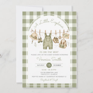 Sage A Little Explorer Is on the Way Baby Shower  Invitation