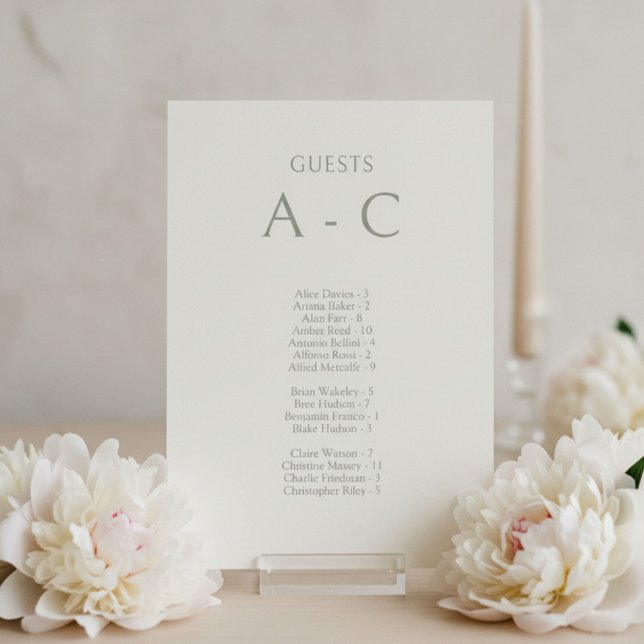 Sage |  Alphabet Wedding Guest & Table Number Card (Creator Uploaded)