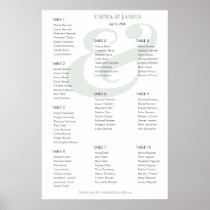 Sage Ampersand Wedding 10 Seating Chart