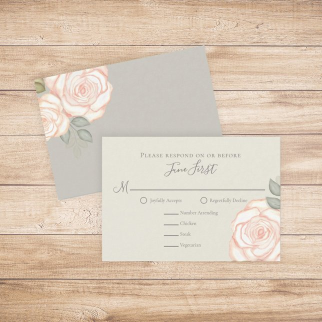 Sage and Blush Foliage Wedding Meal Choice RSVP Card (Creator Uploaded)