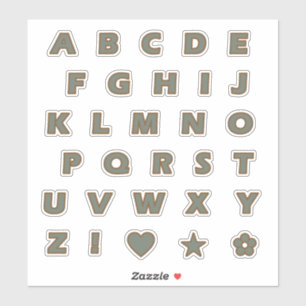 Sage and Bronze Capital Letters Alphabet Monogram