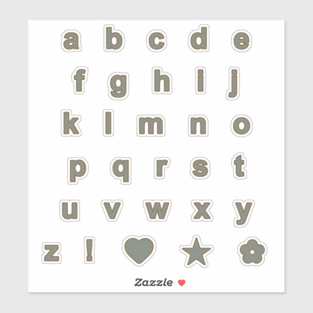 Sage and Bronze Colour Letters Alphabet Monogram (Sheet)