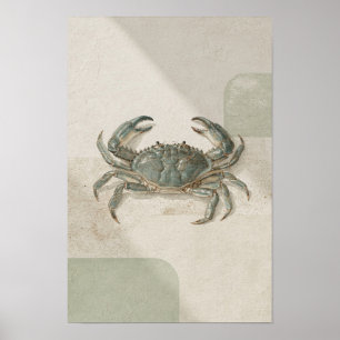Sage and Cream Blue Crab Coastal Wall Art