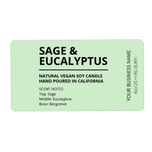 Sage And Eucalyptus Mint Colored Candle Labels